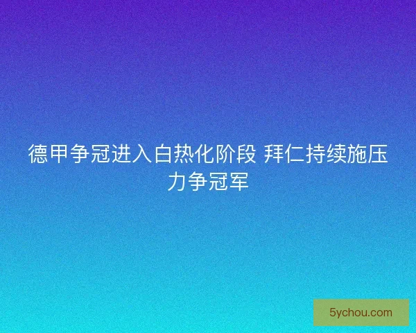 德甲争冠进入白热化阶段 拜仁持续施压力争冠军