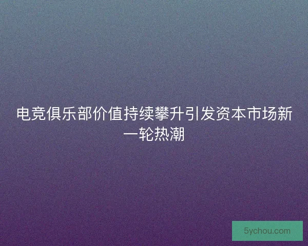 电竞俱乐部价值持续攀升引发资本市场新一轮热潮