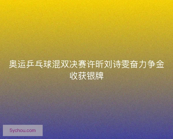奥运乒乓球混双决赛许昕刘诗雯奋力争金收获银牌 奥运乒乓球混双决赛许昕刘诗雯奋力争金收获银牌