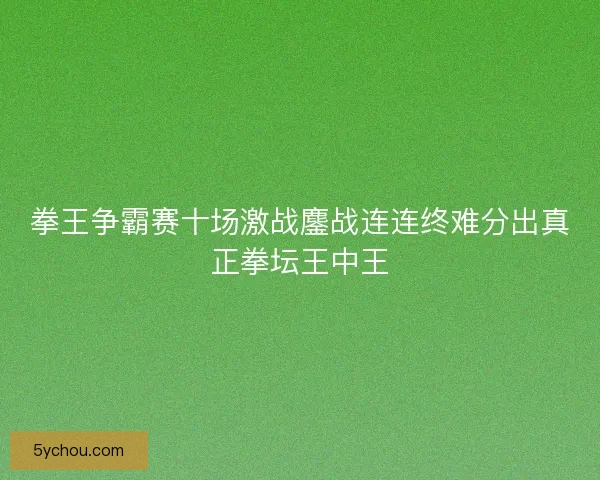 拳王争霸赛十场激战鏖战连连终难分出真正拳坛王中王